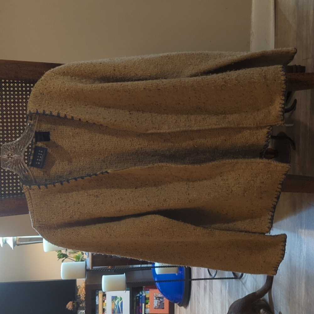 Beige with Blue Stitching Sweater
